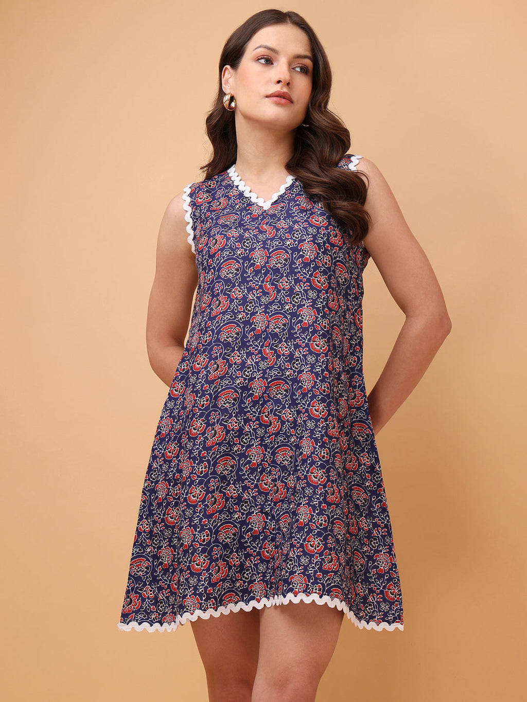 Mini Length Sleeveless Printed Dress