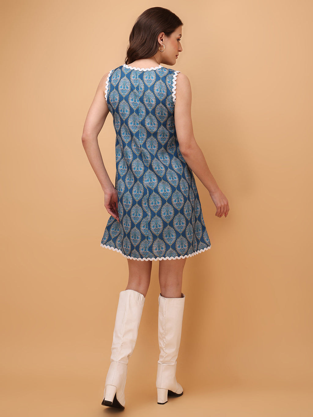 Mini Length Sleeveless Printed Dress