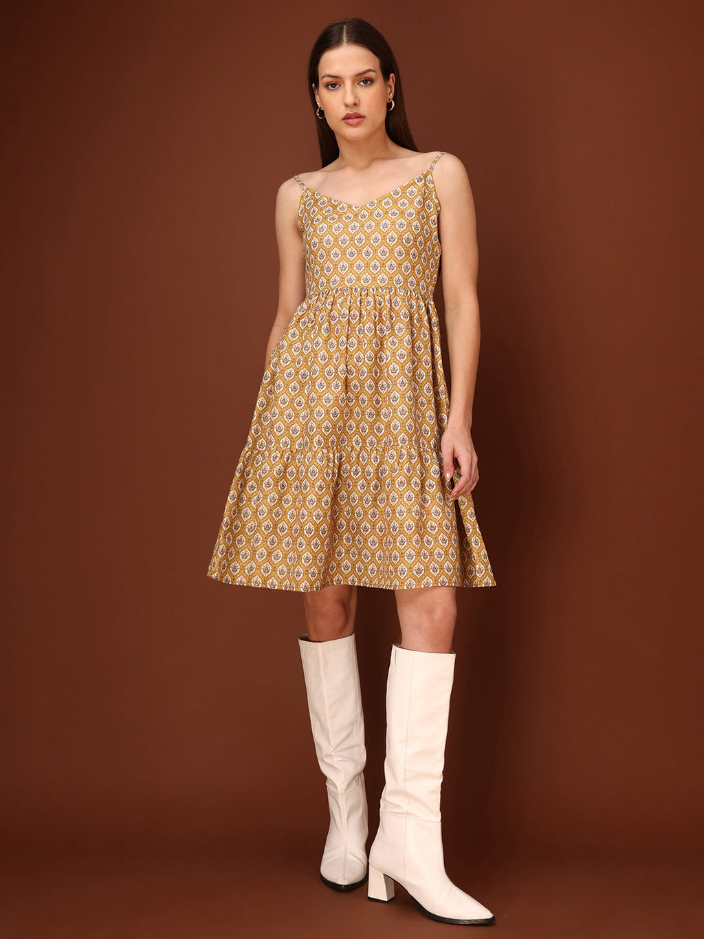 Mini Length Sleeveless Printed Dress