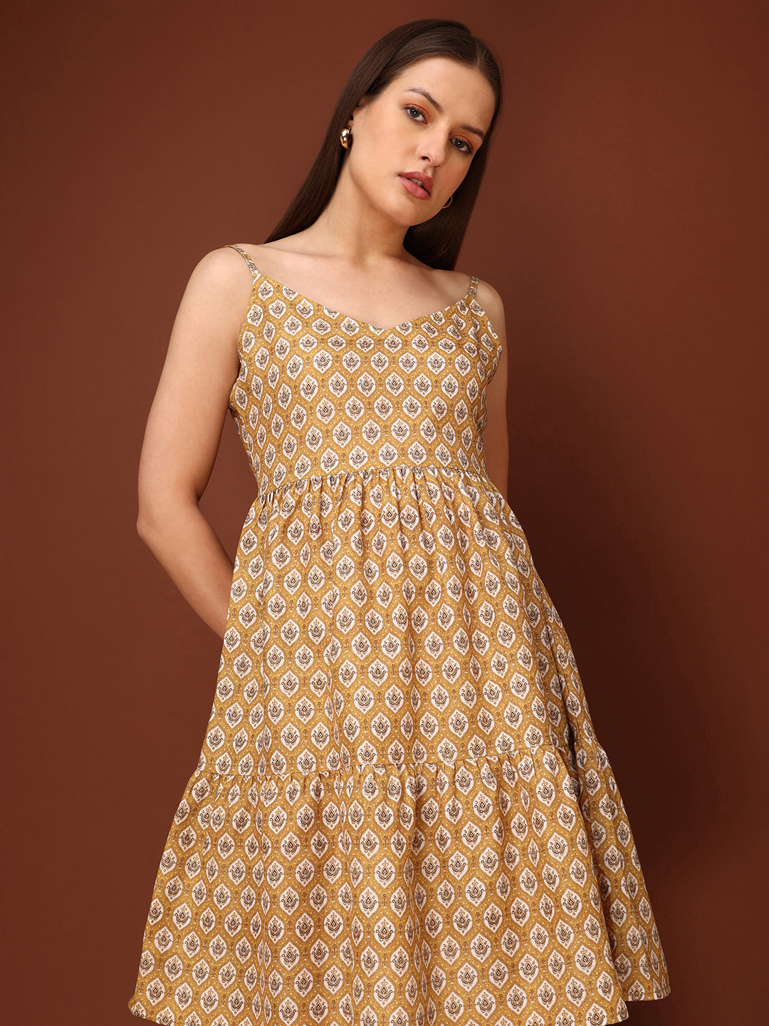 Mini Length Sleeveless Printed Dress
