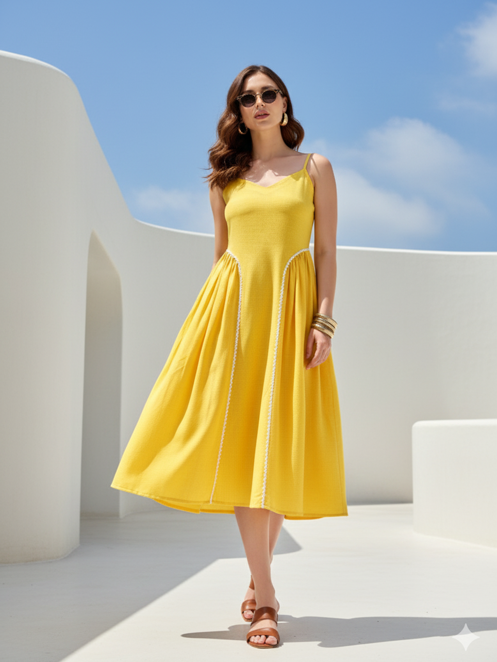 Midi Length Sleeveless Emblished Dress