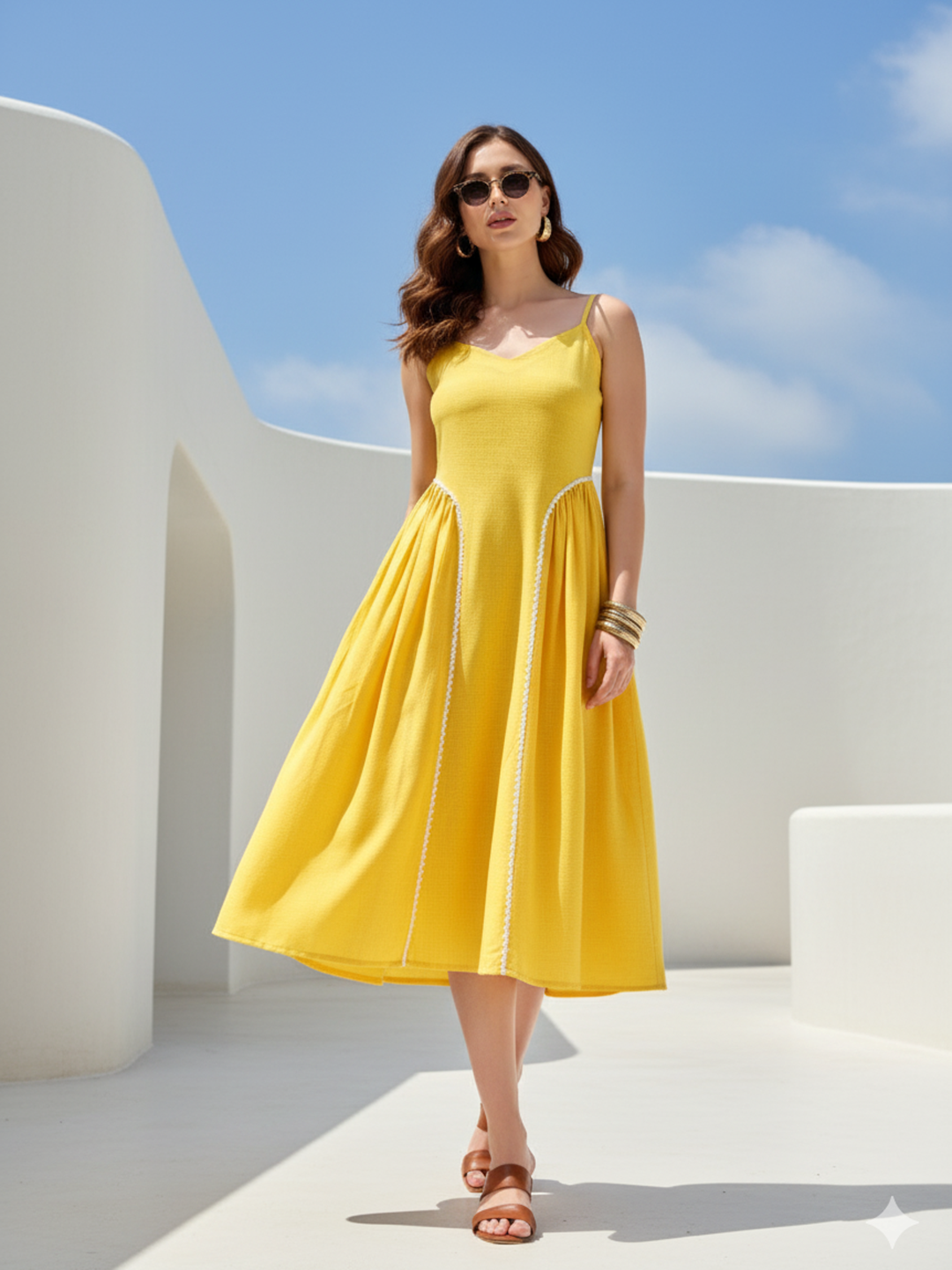 Midi Length Sleeveless Emblished Dress