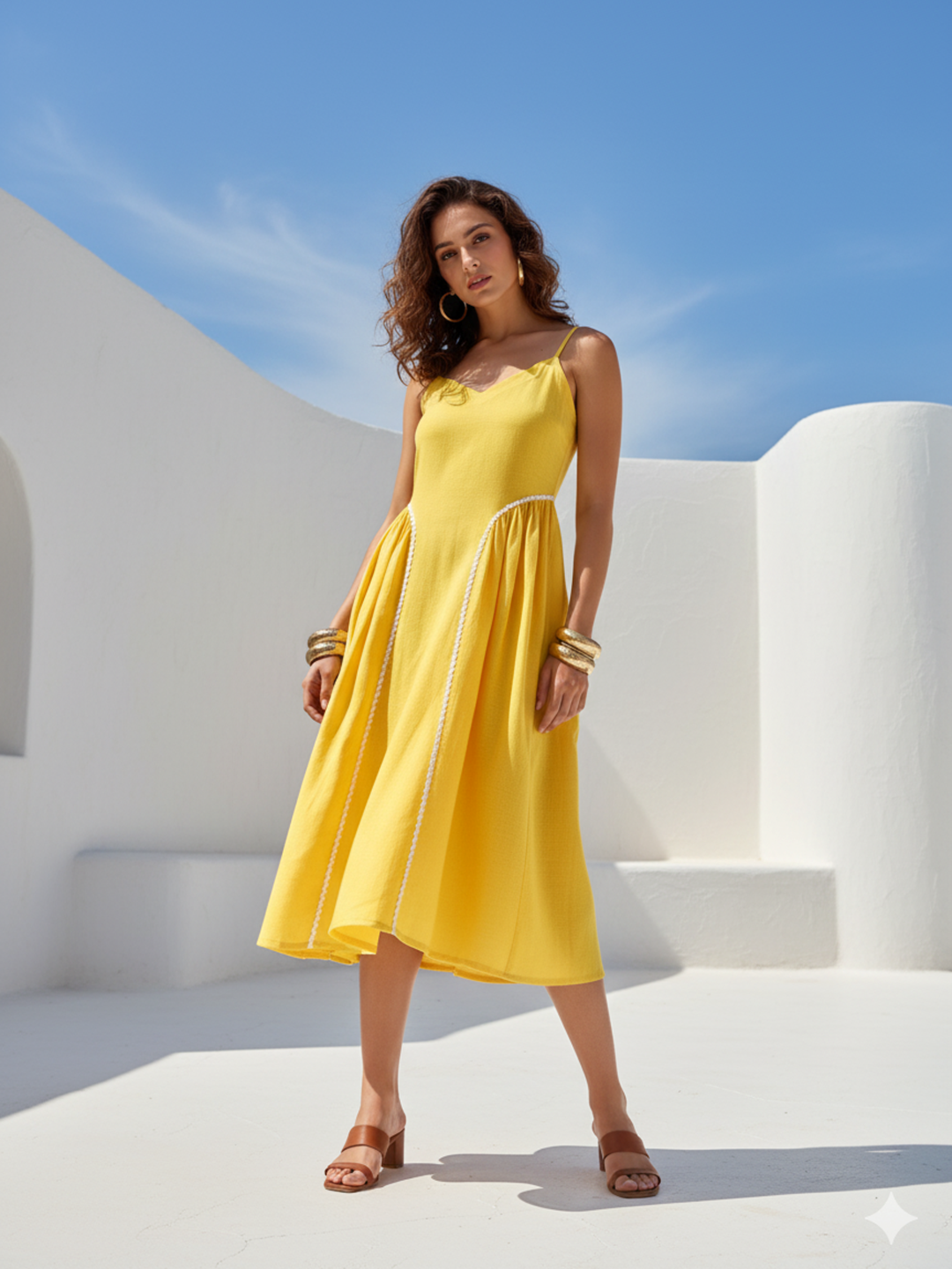 Midi Length Sleeveless Emblished Dress