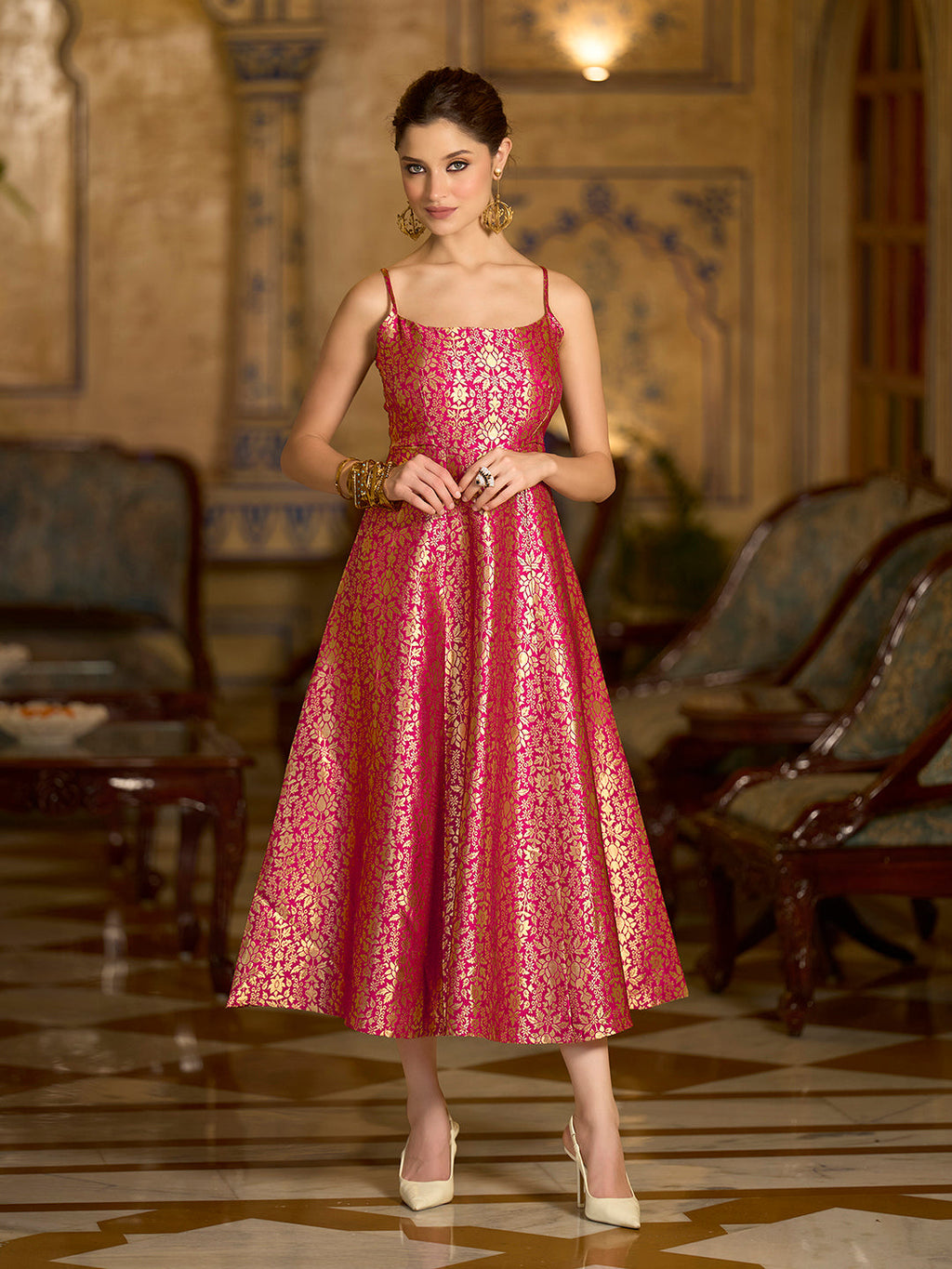 Midi Length Sleeveless Emblished Dress