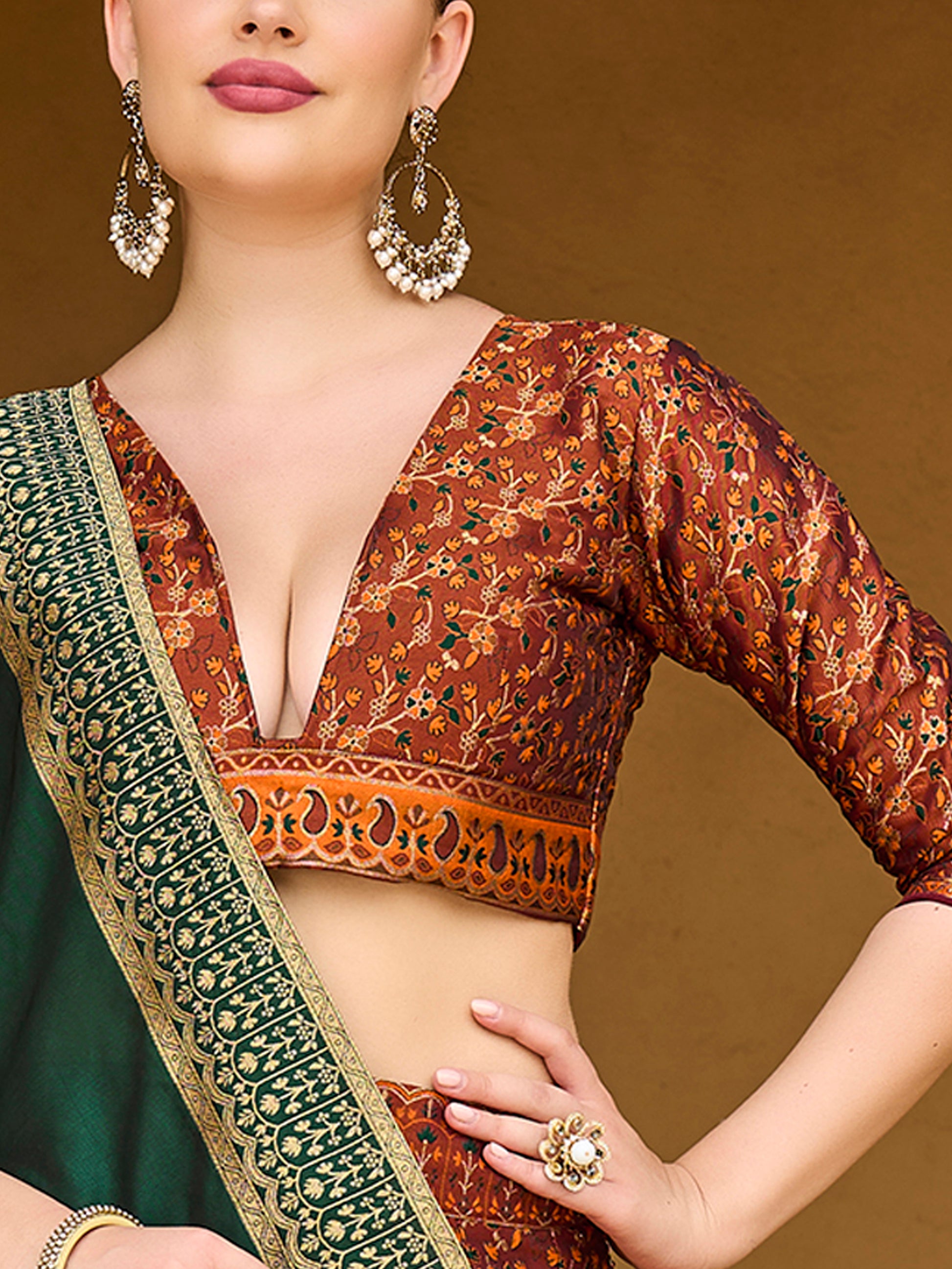 Women's Rust Kanjiwaram Lehengas