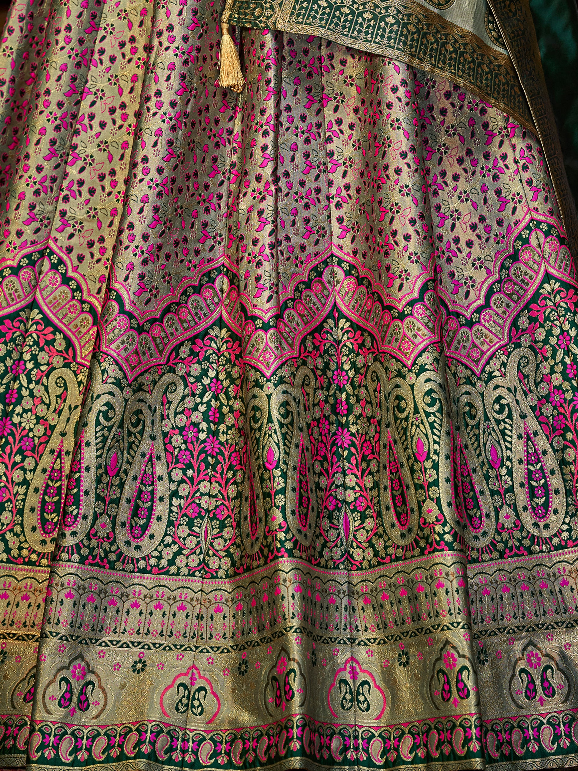Women's Sea-Green Kanjiwaram Lehengas