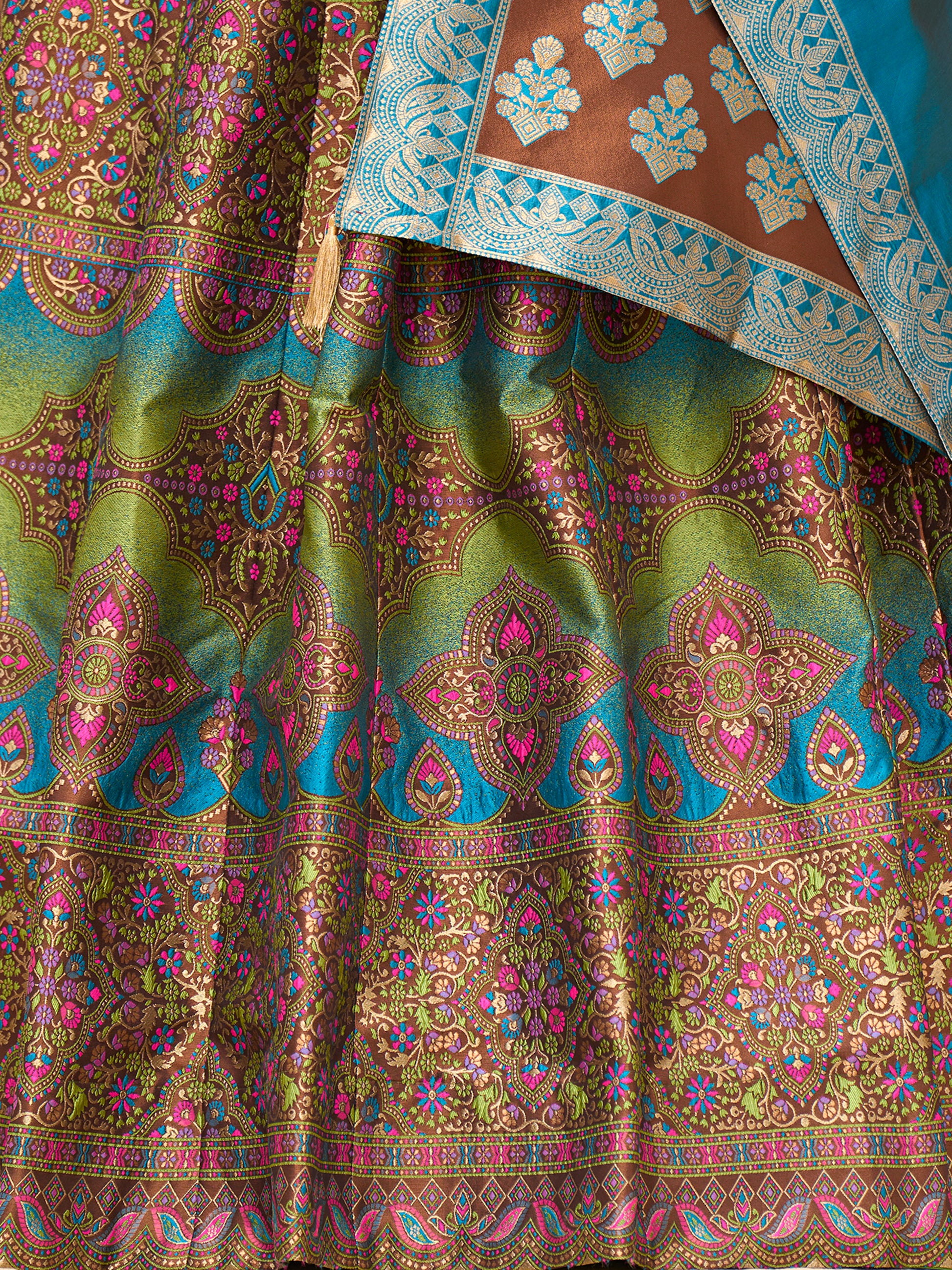 Women's Brown Kanjiwaram Lehengas