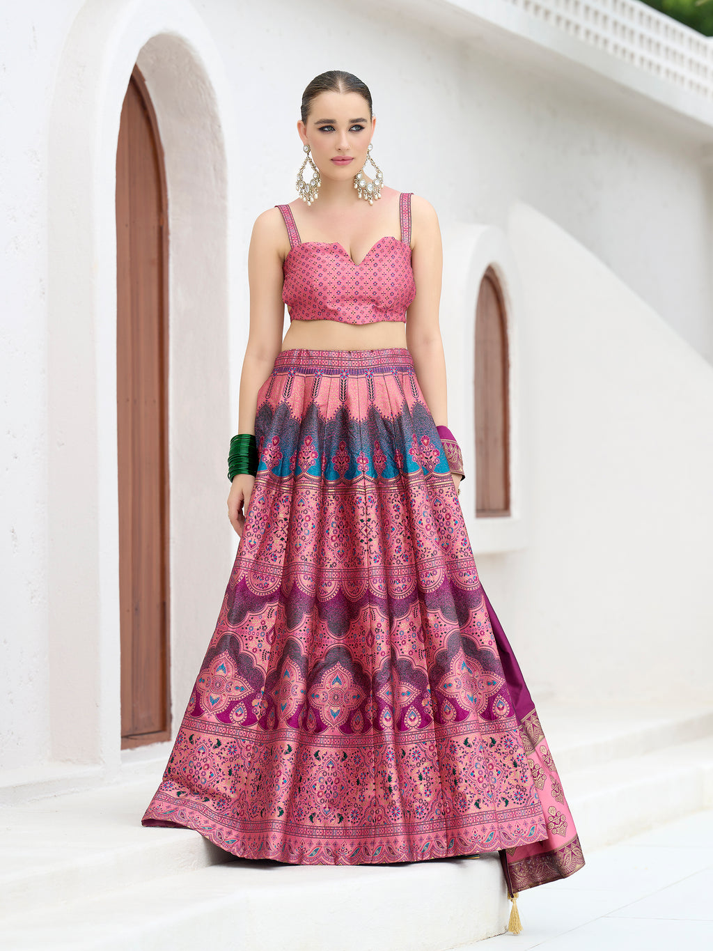 Jacquard Lehenga Choli with Dupatta
