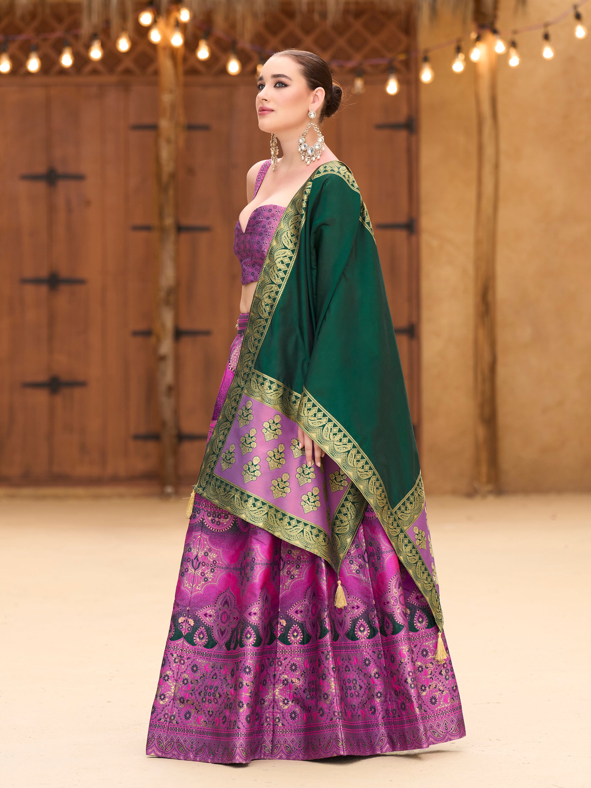 Women's Purple Kanjiwaram Lehengas