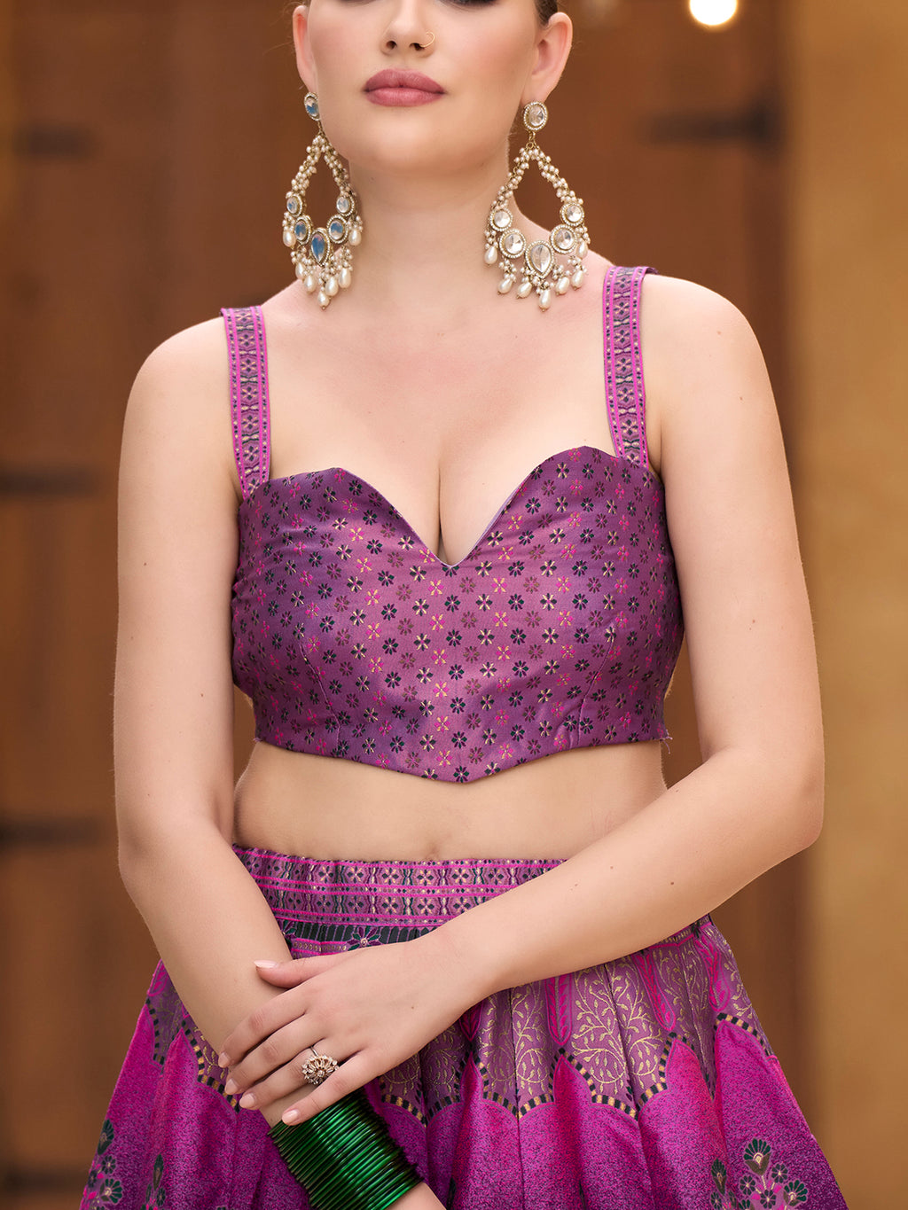 Women's Purple Kanjiwaram Lehengas