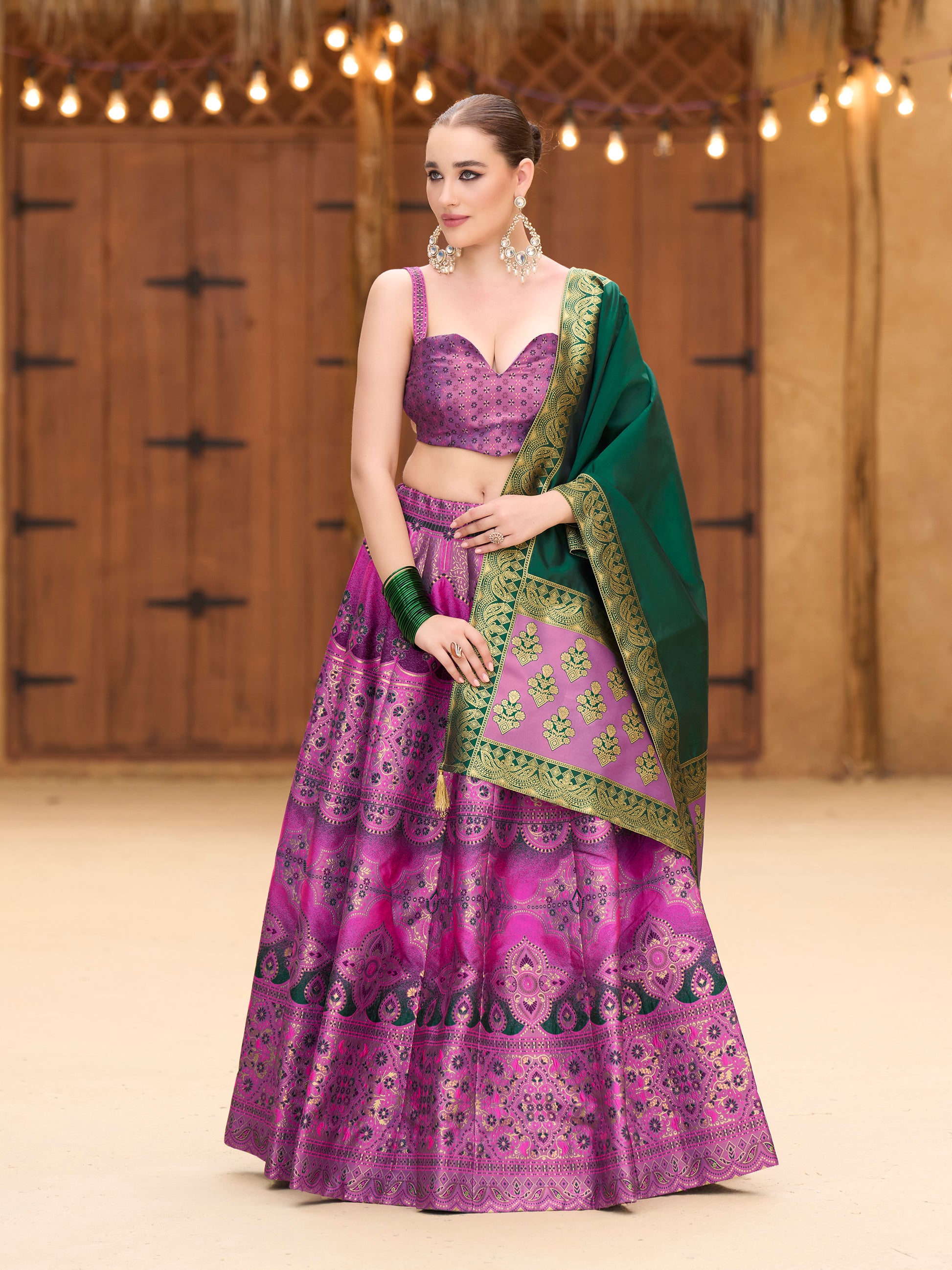 Women's Purple Kanjiwaram Lehengas