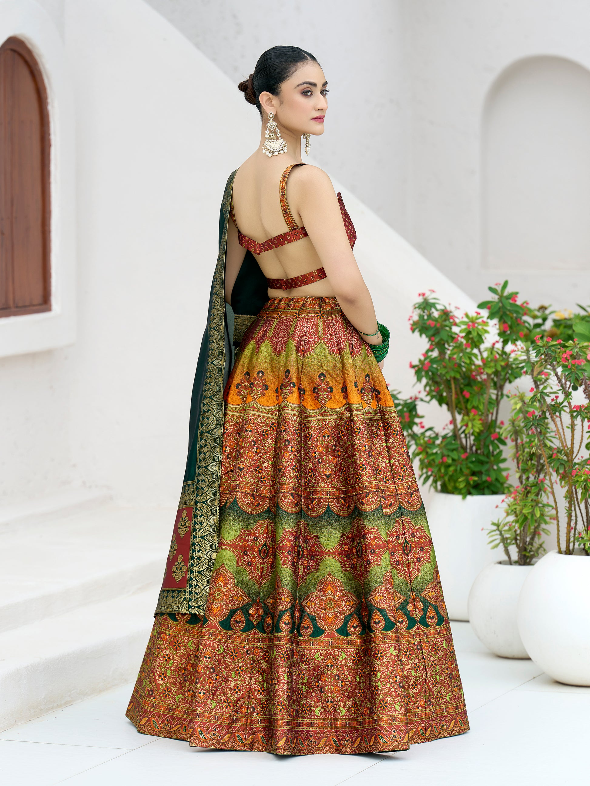 Women's Rust Kanjiwaram Lehengas