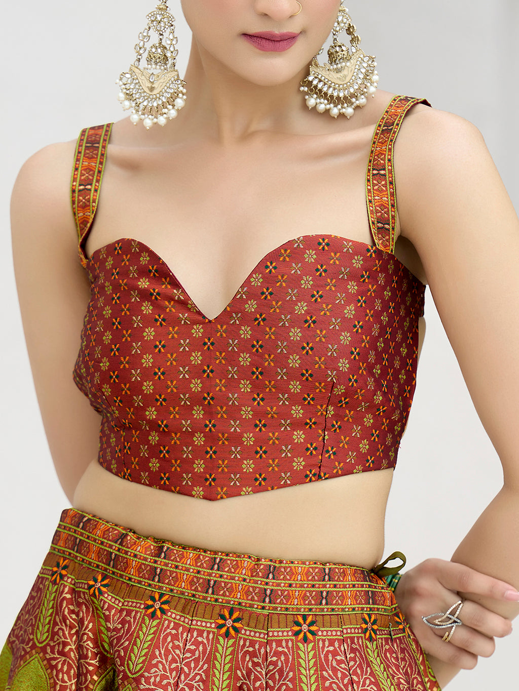 Women's Rust Kanjiwaram Lehengas