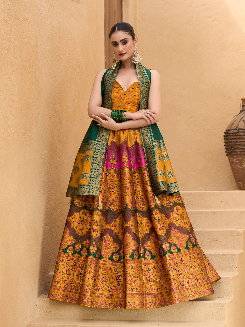 Women's Yellow Kanjiwaram Lehengas