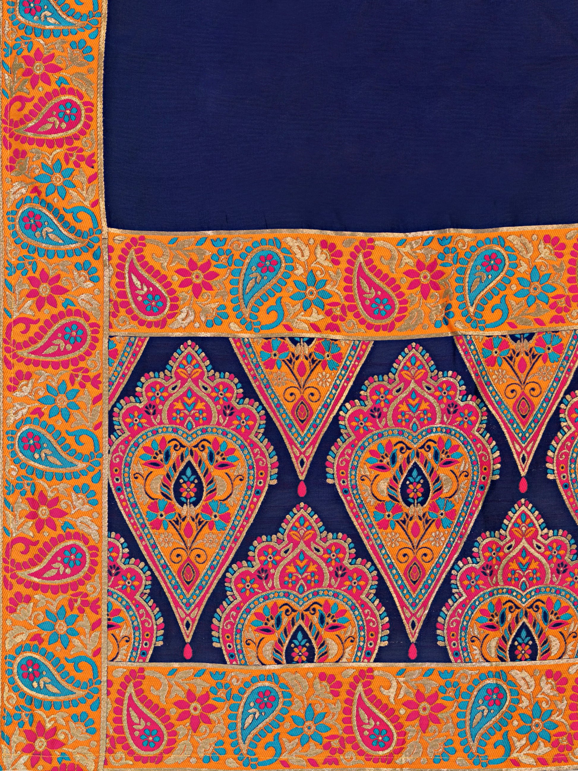 Women's Navy-Blue Jacquard Crape Lehengas