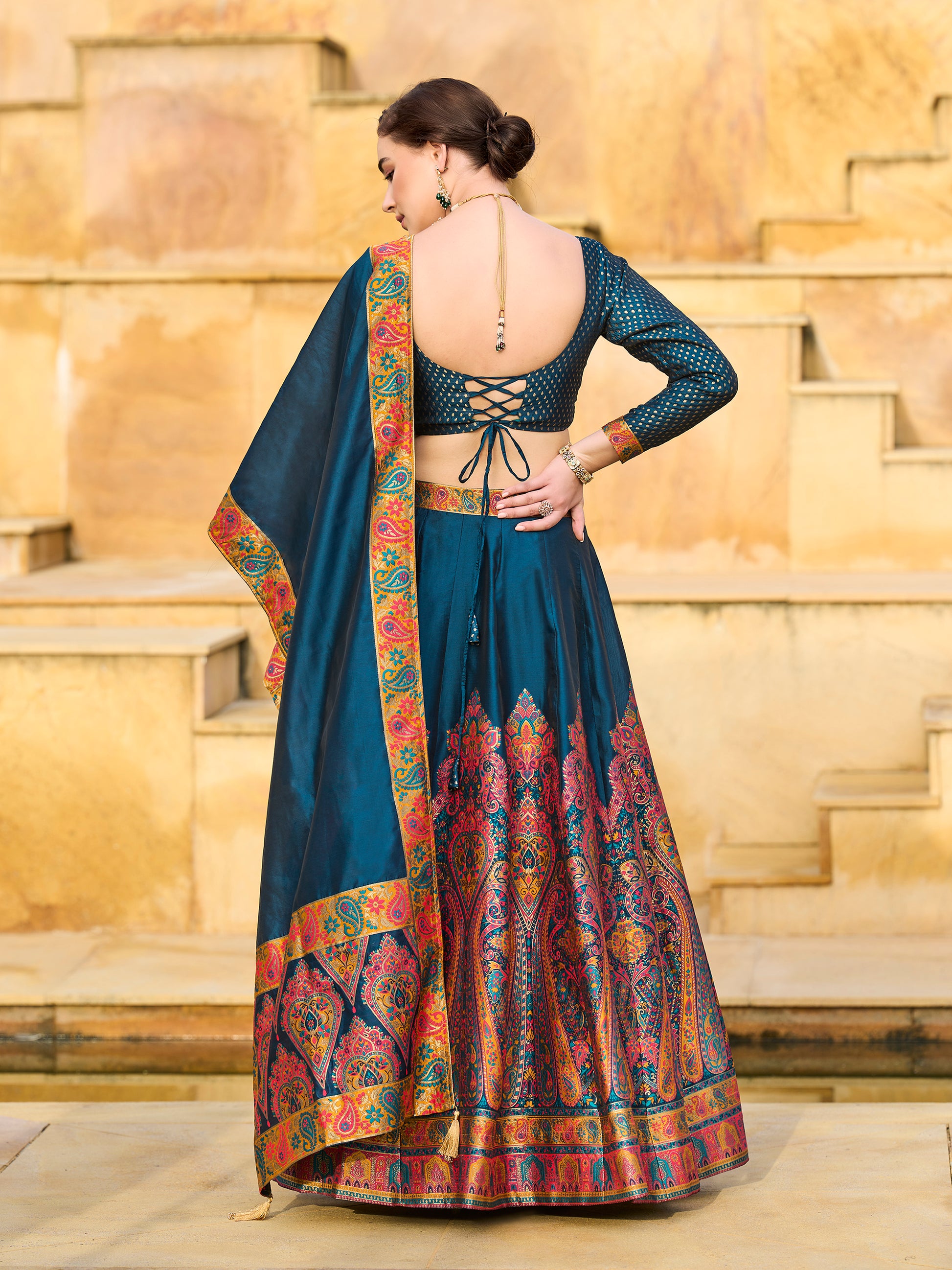 Women's Rama Jacquard Crape Lehengas