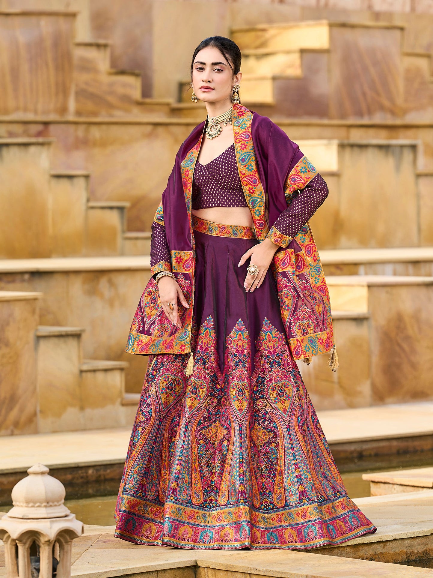 Nisva-Wine Wine Lehenga Choli