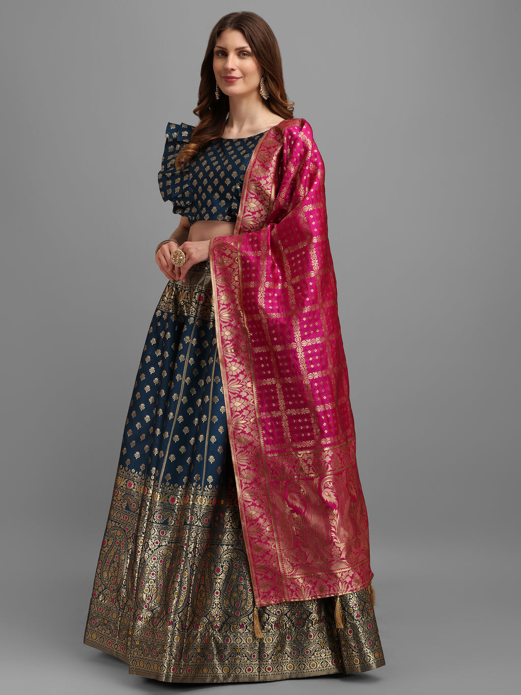 Women Rama Self Design Print Lehenga