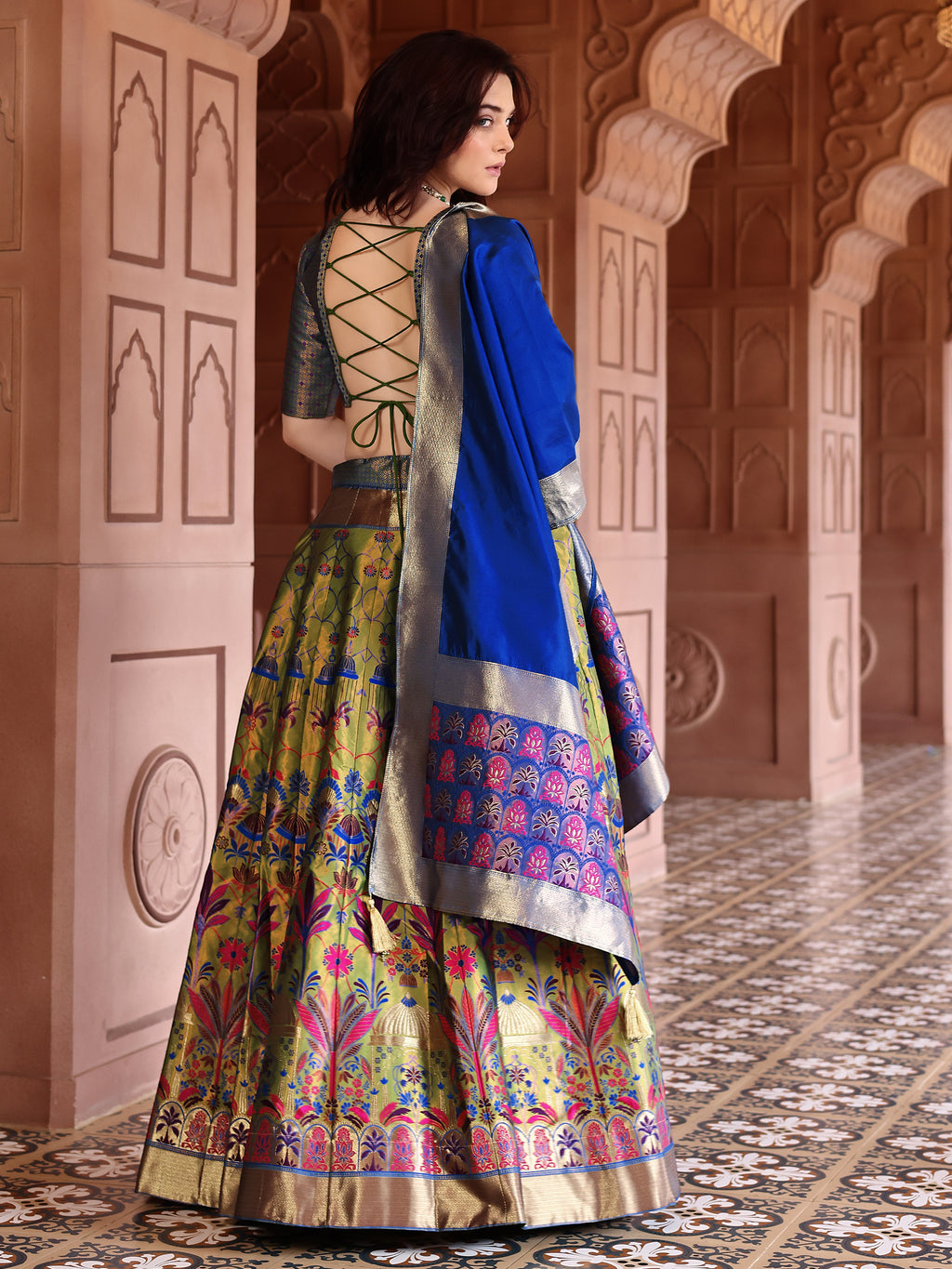 Woven With Zari Timeless Motifs Mehndi Lehenga Choli
