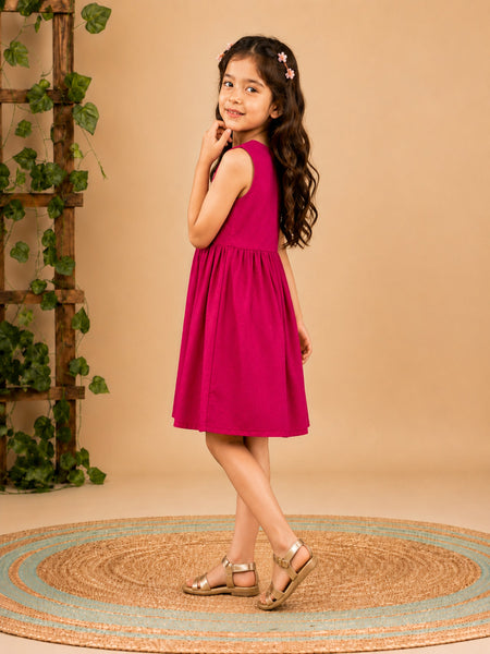 Fit & Flare Above Knee Sleeveless V-Neck Solid Dress-PJ-103