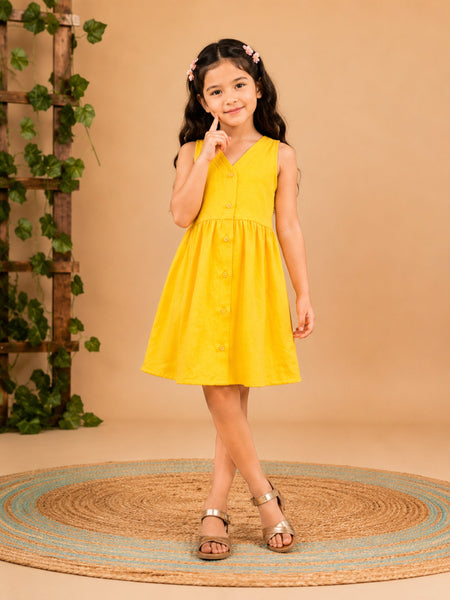 Fit & Flare Above Knee Sleeveless V-Neck Solid Dress-PJ-103
