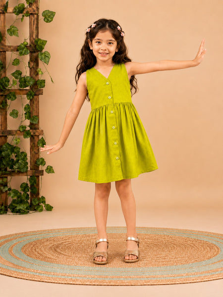 Fit & Flare Above Knee Sleeveless V-Neck Solid Dress-PJ-103