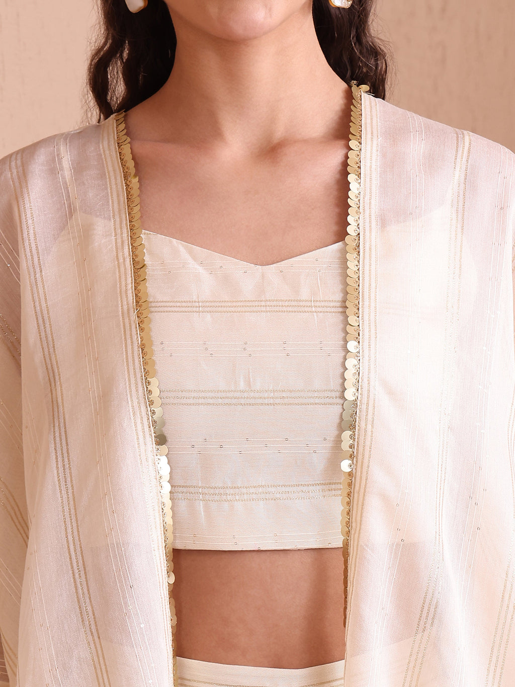 Women's Off White Pure Viscose Sweetheart Ethenic Co-Ords