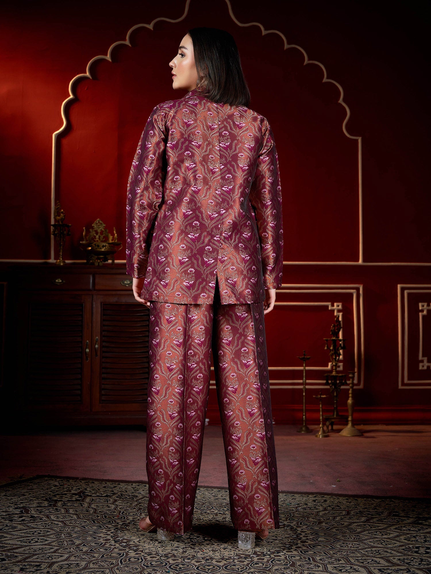 Women Regular Crop Top Pant Printed Co-Ordes Set