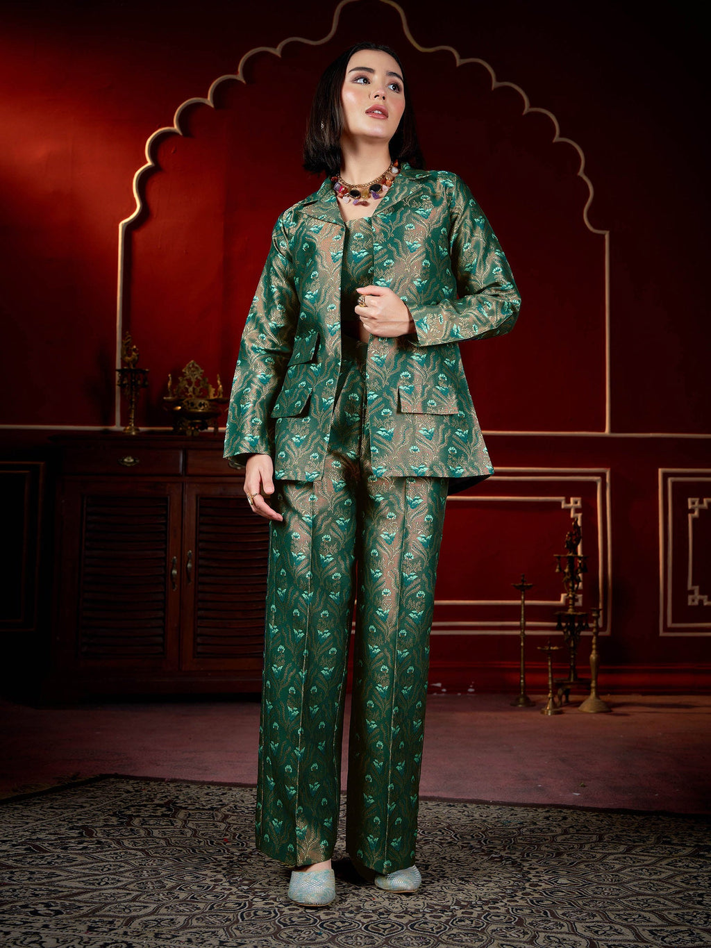 Jacquard Full Sleeve Printed Co-ord Set