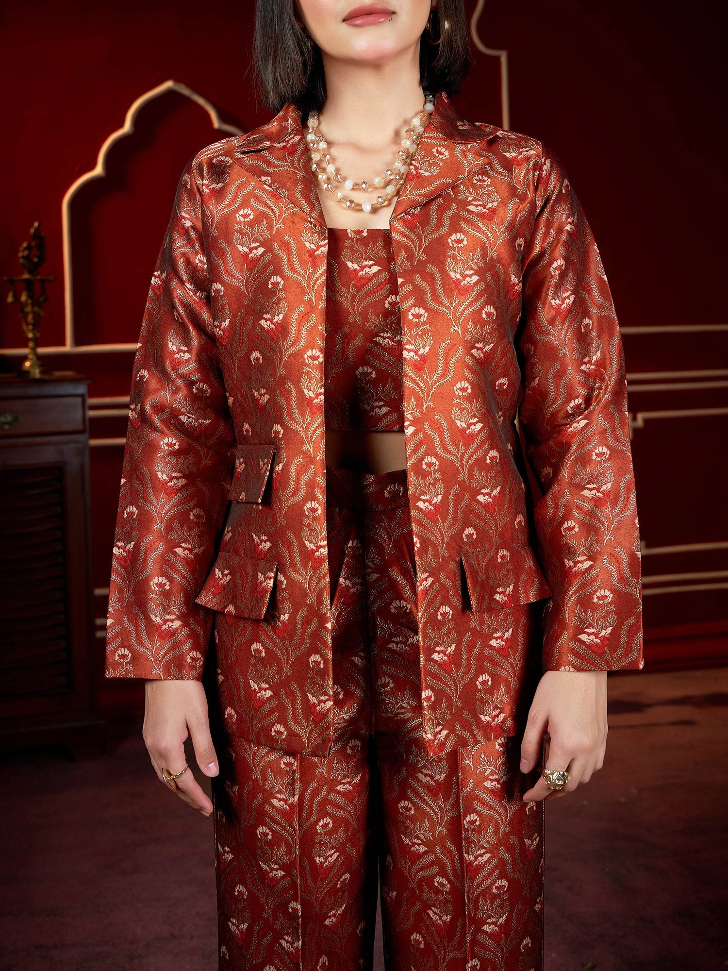 Jacquard Full Sleeve Printed Co-ord Set