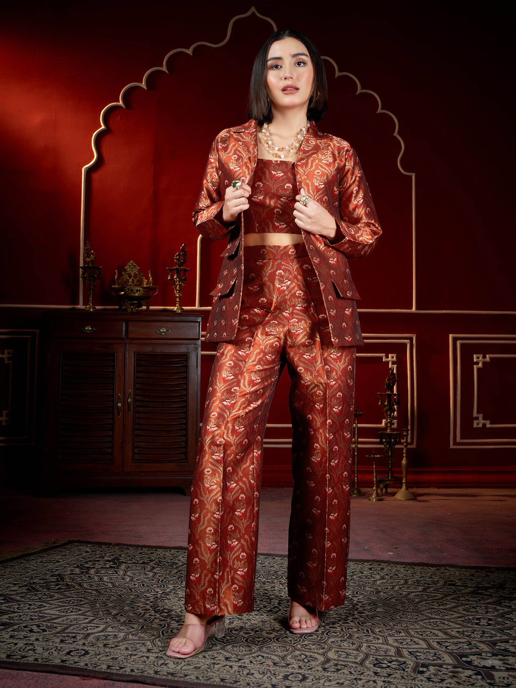 Jacquard Full Sleeve Printed Co-ord Set