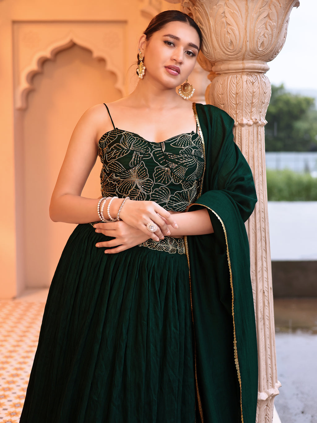 Often With Multiple Pleats Green Lehenga Choli