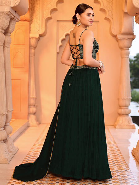 Silk Blend Embroidered Sequinned Lehenga Choli