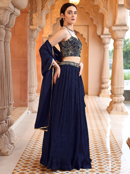 Silk Blend Embroidered Sequinned Lehenga Choli