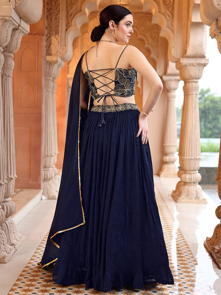 Silk Blend Embroidered Sequinned Lehenga Choli
