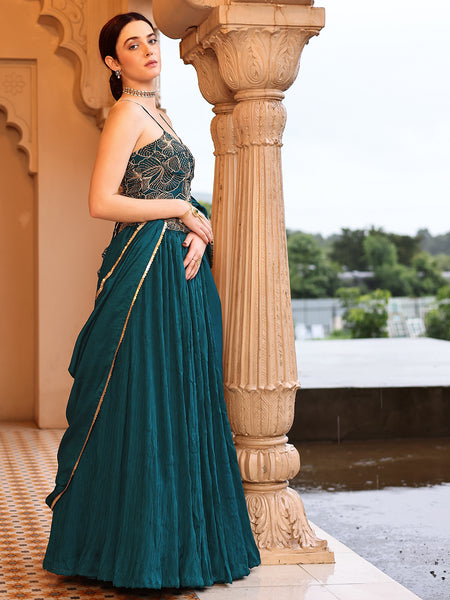 Silk Blend Embroidered Sequinned Lehenga Choli