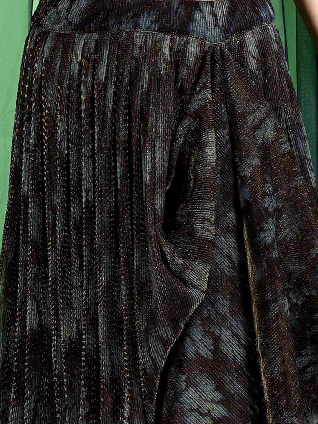 Dhoti-Style Paired Navy Blue lehenga Choli With Net Dupatta