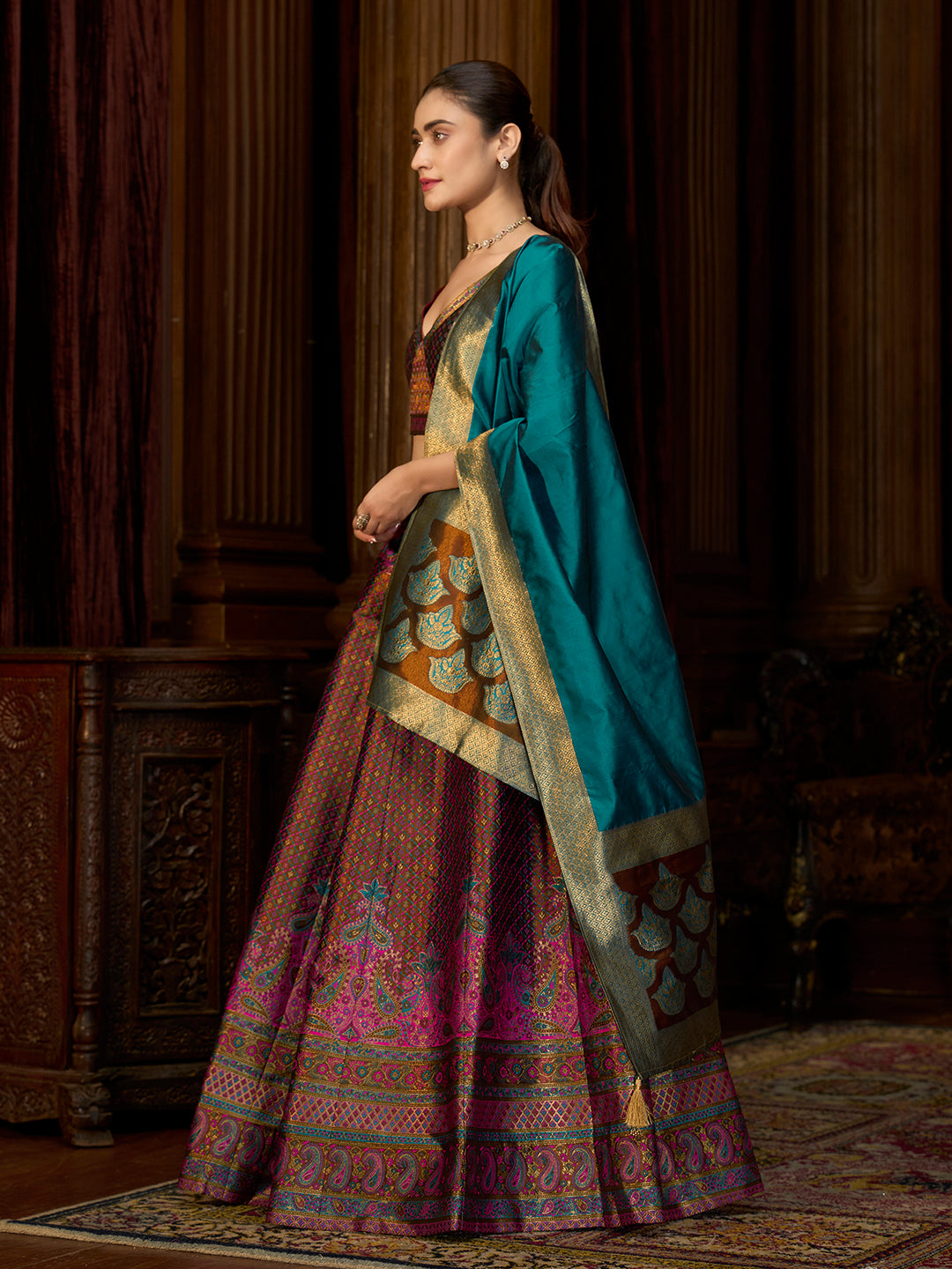 Saaya-Brown Brown Lehenga Choli