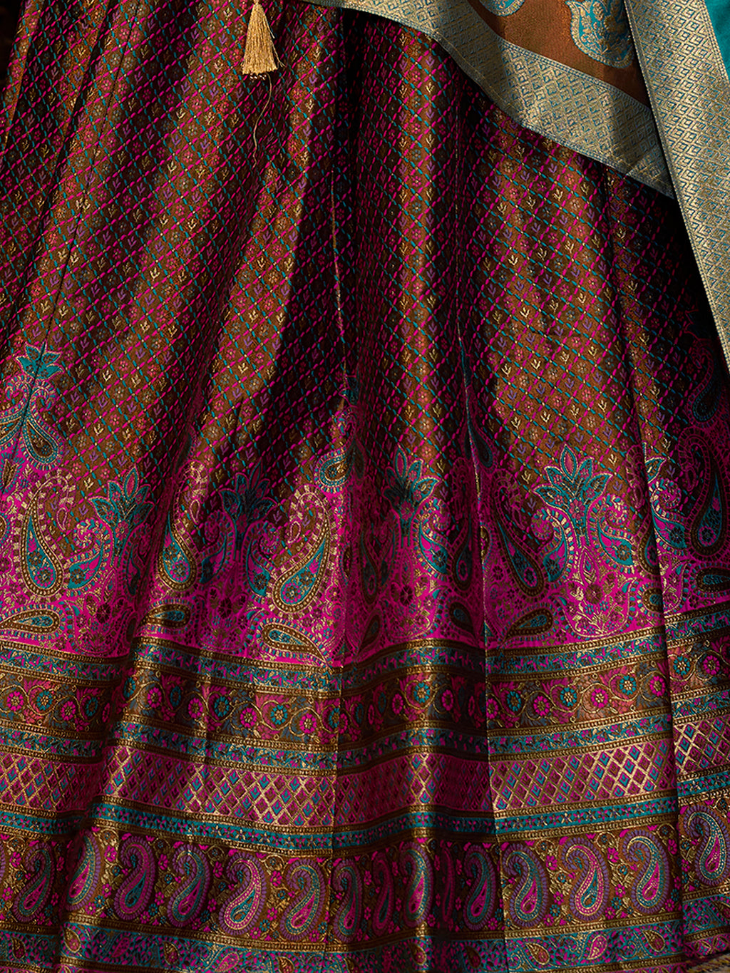 Women's Brown Kanjiwaram Lehengas