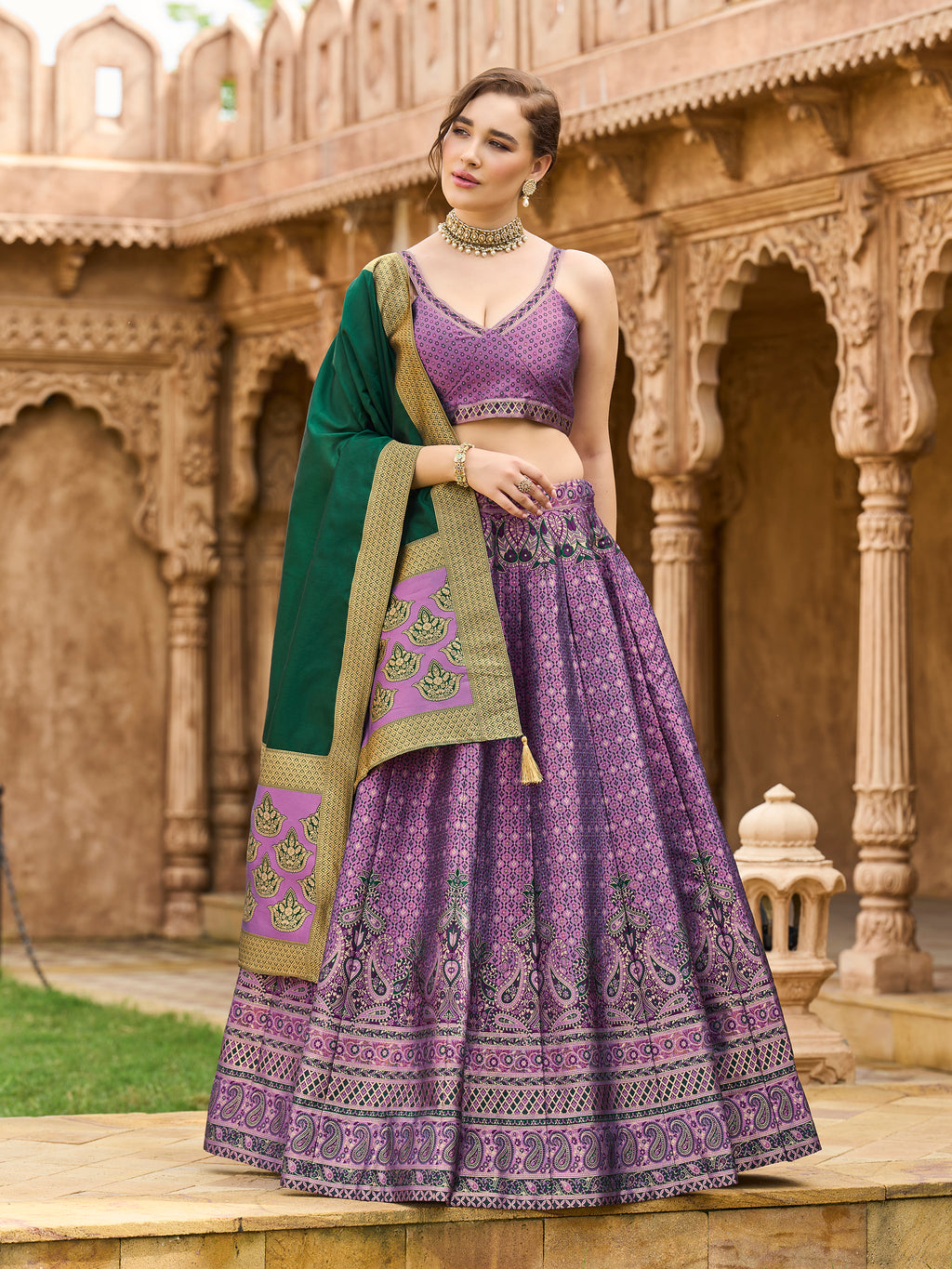 Women's Purple Kanjiwaram Lehengas