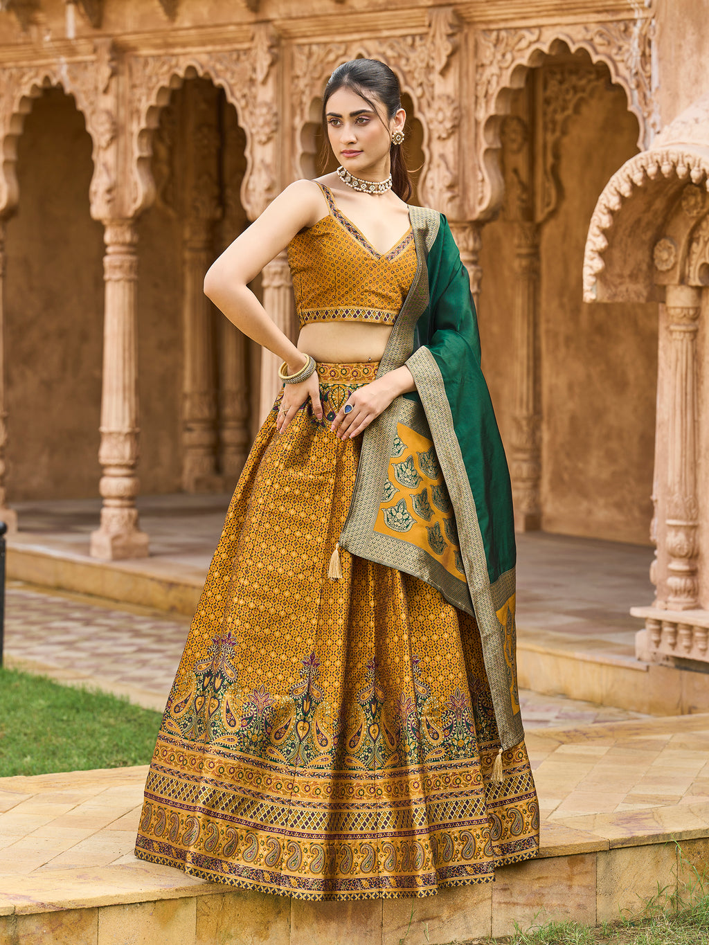 Women's Yellow Kanjiwaram Lehengas