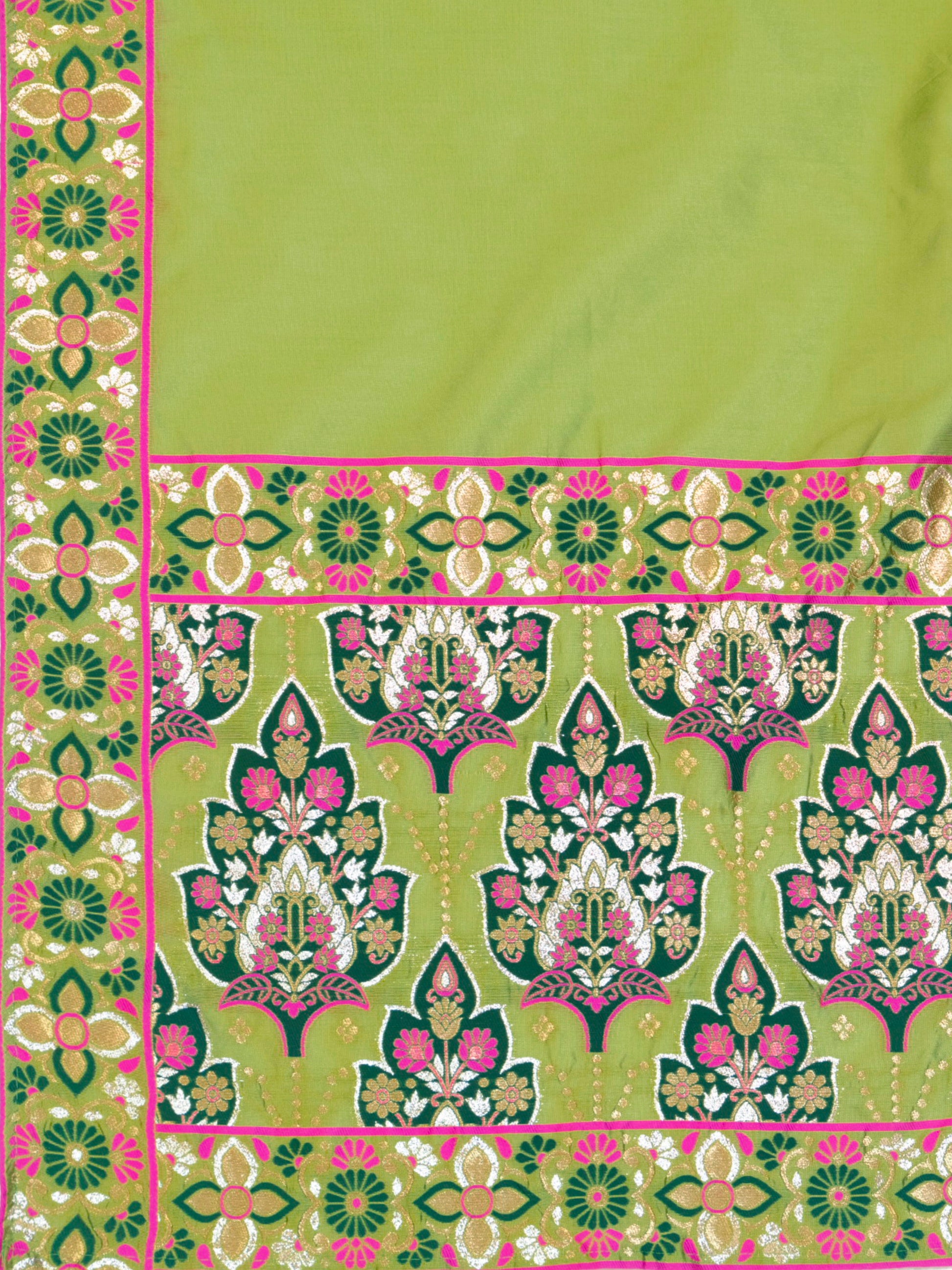 Women's Mehndi Jacquard Crape Lehengas