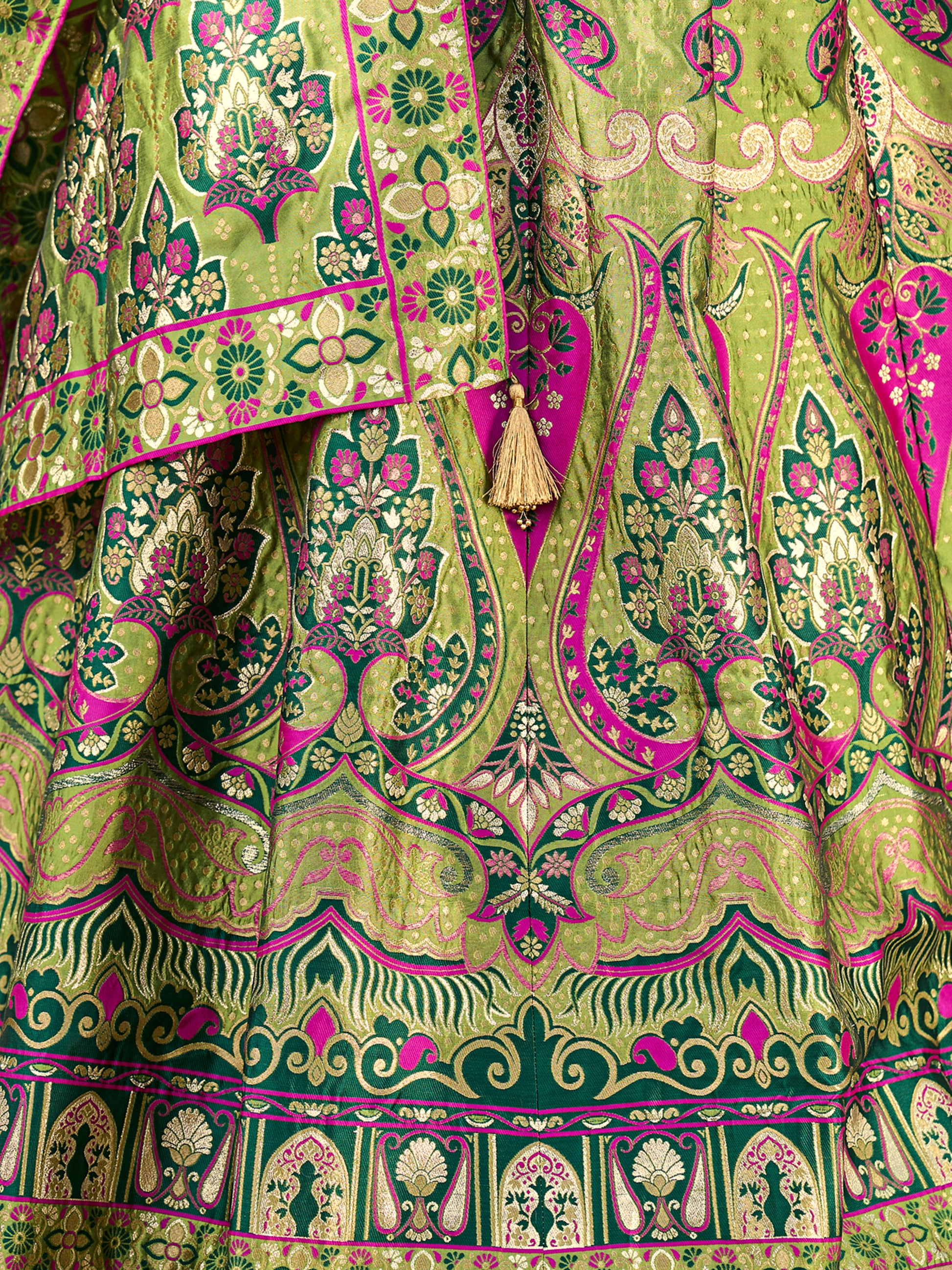 Women's Mehndi Jacquard Crape Lehengas
