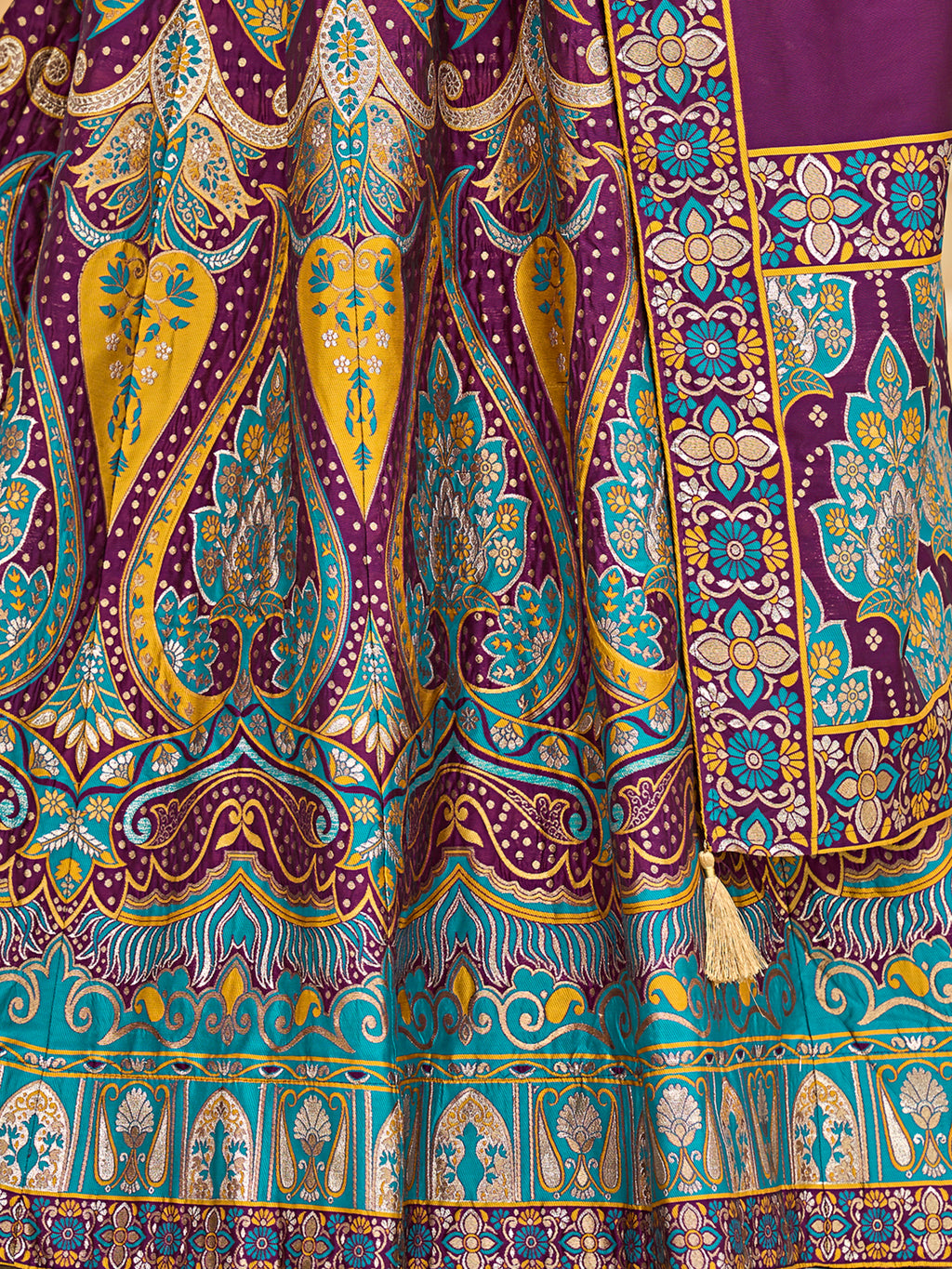 Women's Wine Jacquard Crape Lehengas