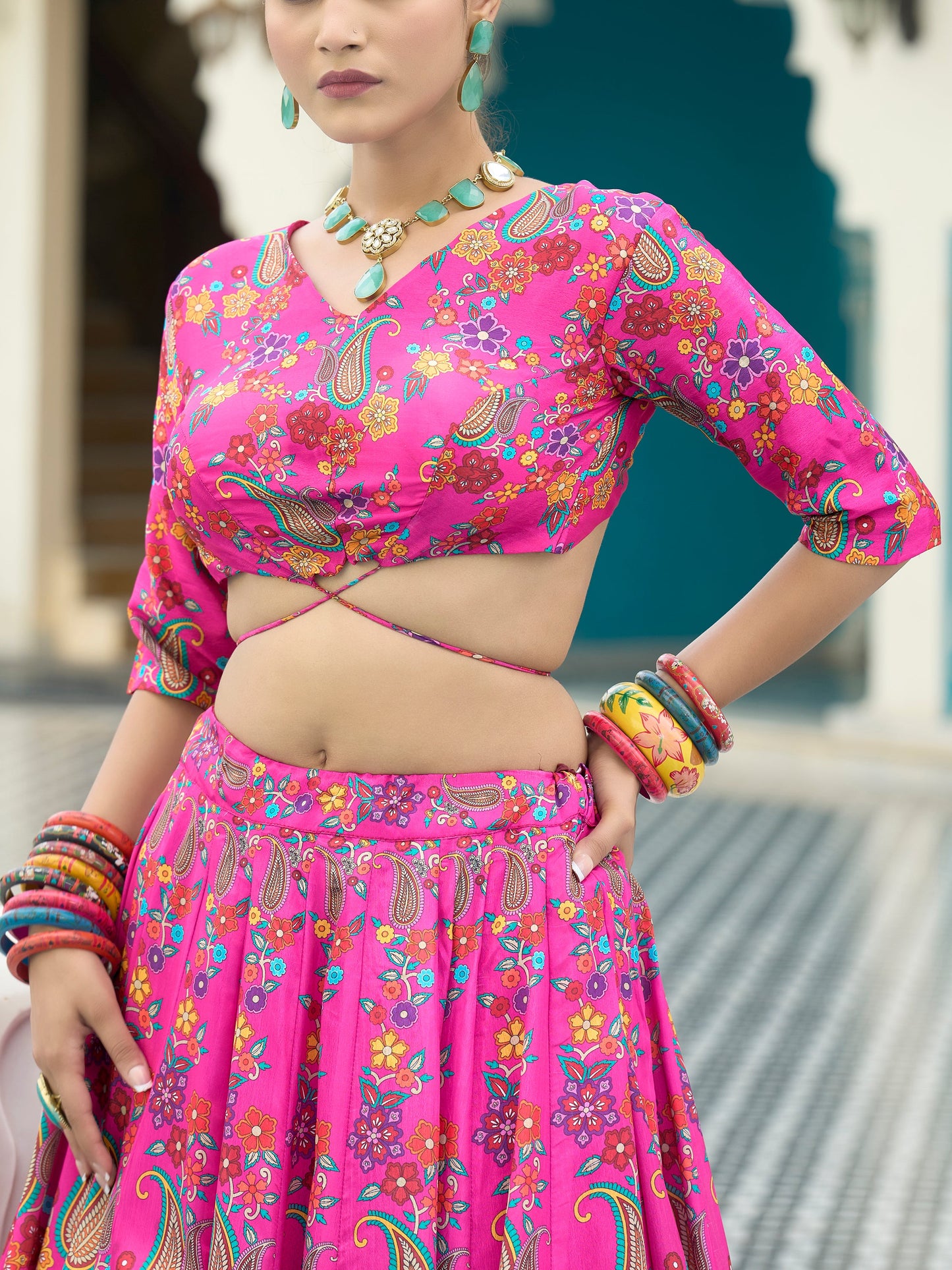 Sachi-Pink Pink Lehenga Choli
