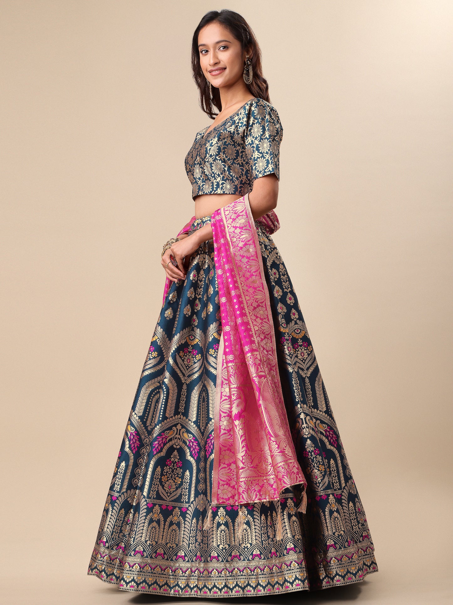 Women Rama Embellished Print Lehenga