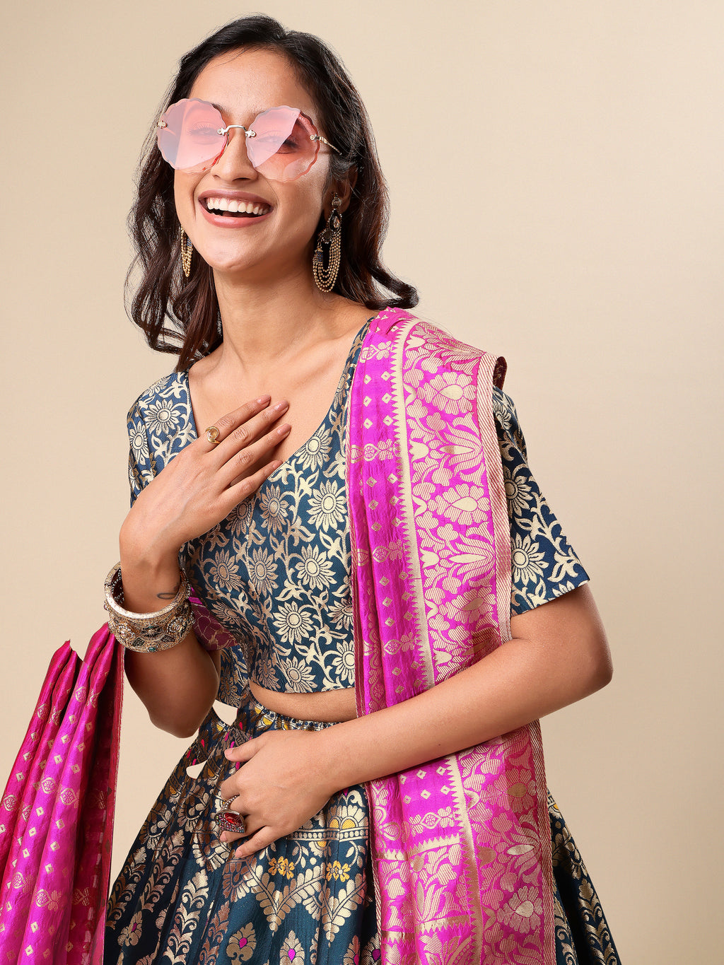 Women Rama Embellished Print Lehenga