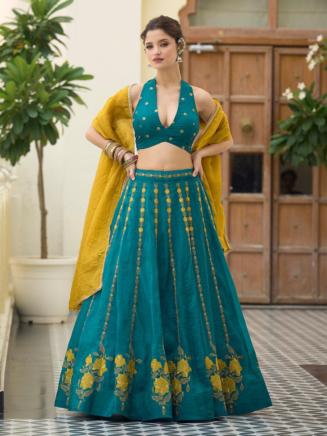 Women  Art Silk Embroidered Lehengas