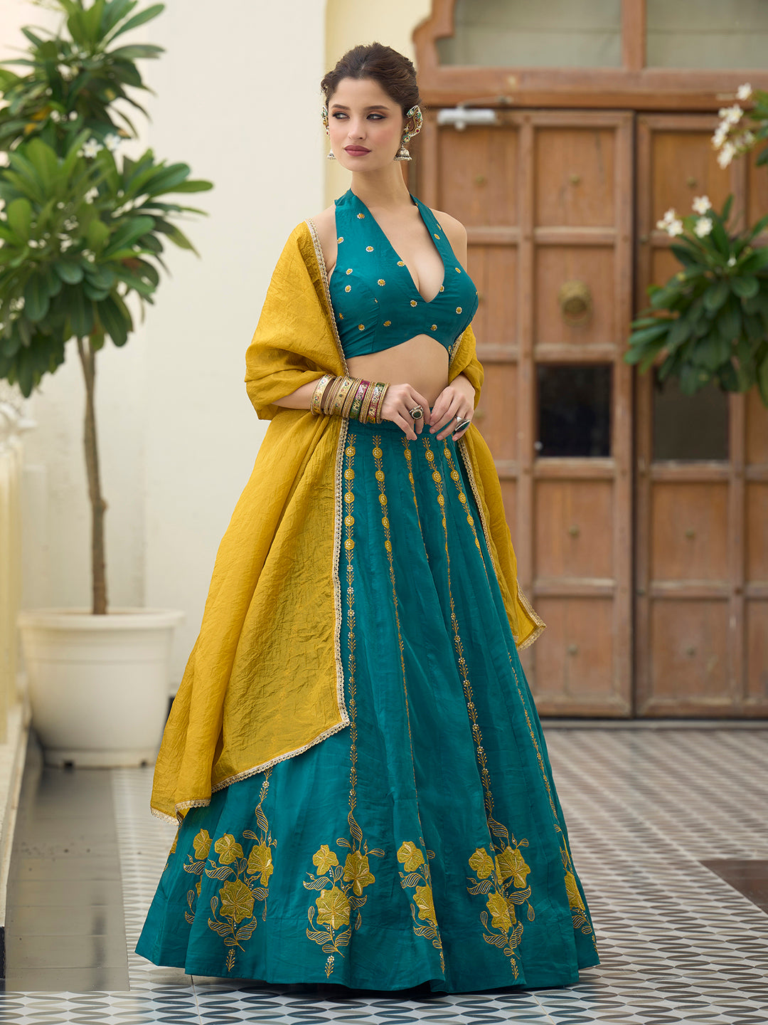 Women  Art Silk Embroidered Lehengas