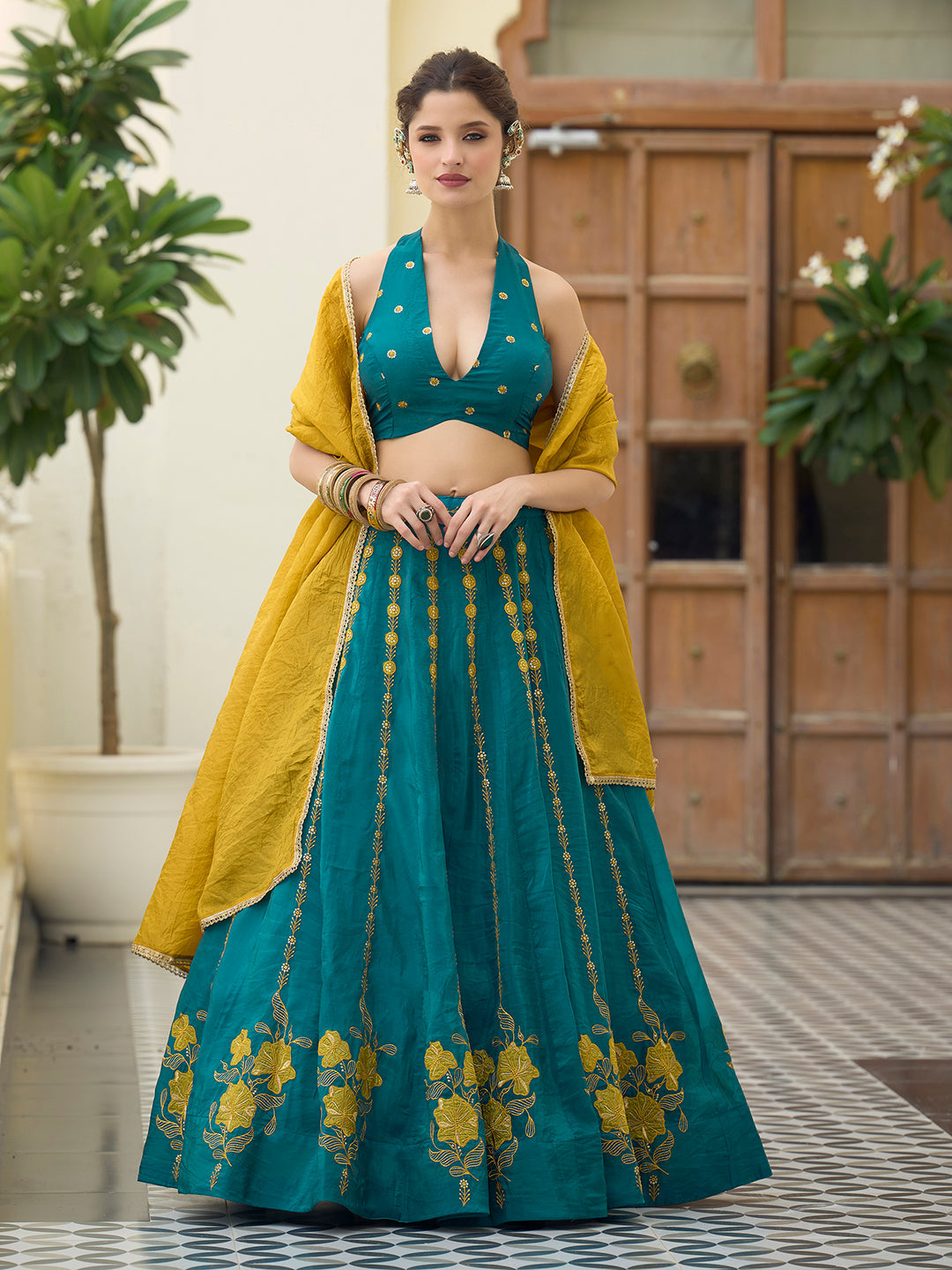 Women  Art Silk Embroidered Lehengas